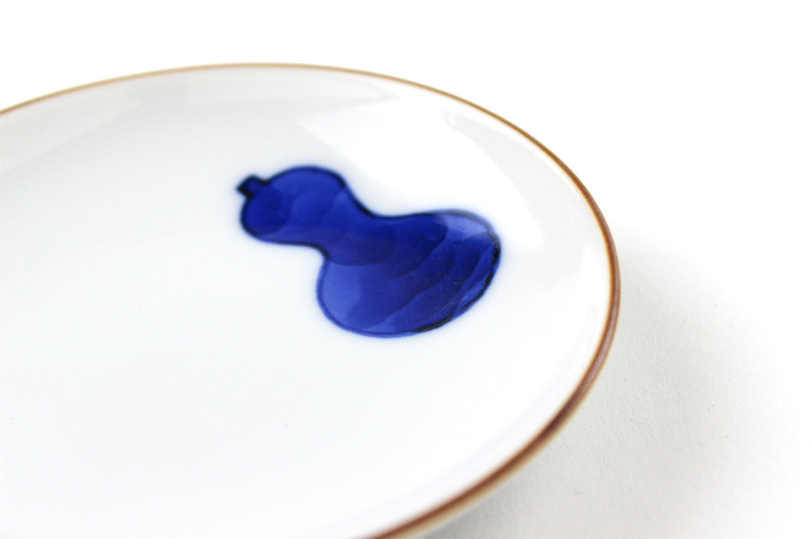 三寸丸皿 染付瓢箪