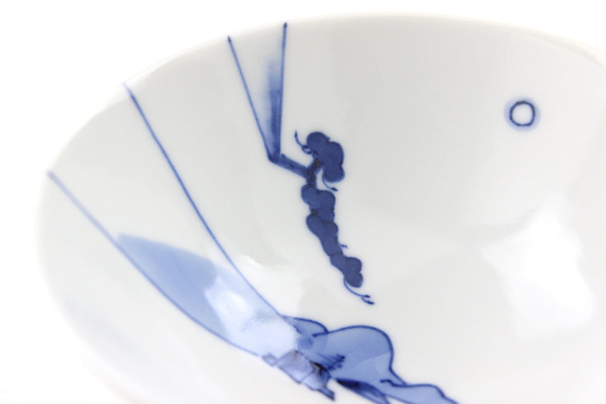 ご飯茶碗小 切込入 染付山水文