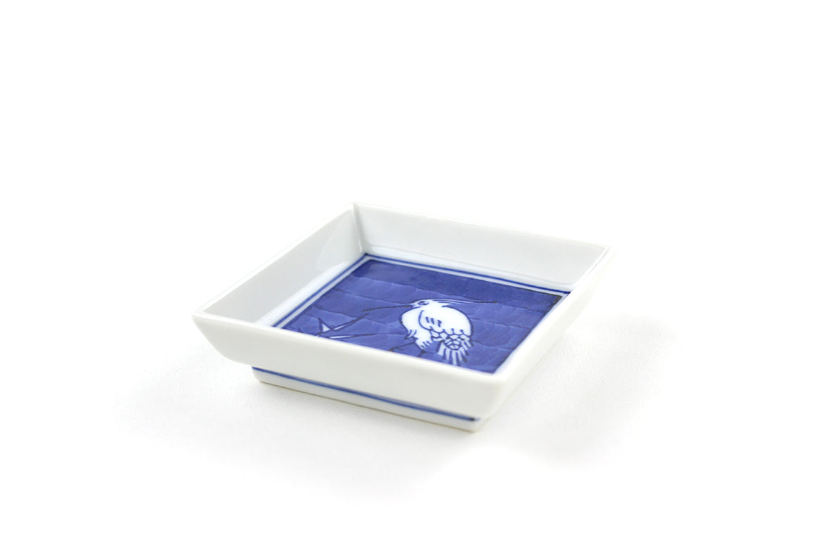 角小皿 鷺の図