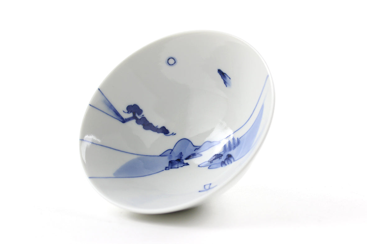 ご飯茶碗小 切込入 染付山水文 – 上出長右衛門窯オンラインショップ