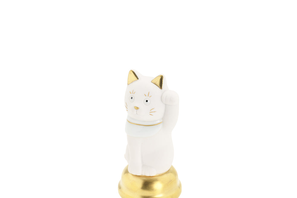 【新品未使用】上出長右衛門窯　招き猫　右手　左手　まねきねこ　白 上出長右衛門窯 二寸ちょうえもん招猫 金白｜家を装う｜中川政七商店