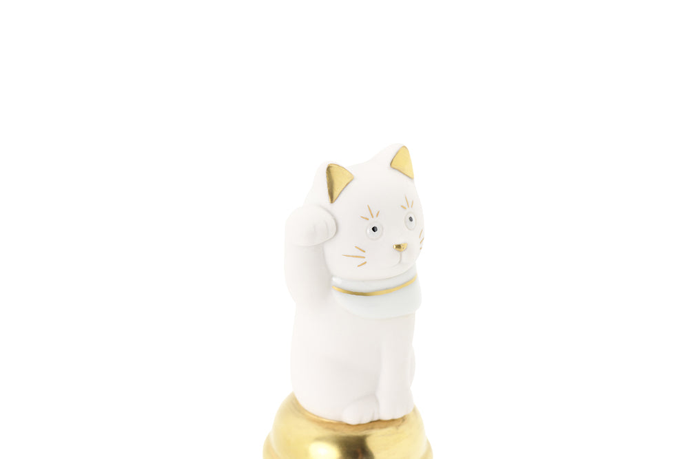 二寸ちょうえもん招猫 鈴乗り 金白 右手