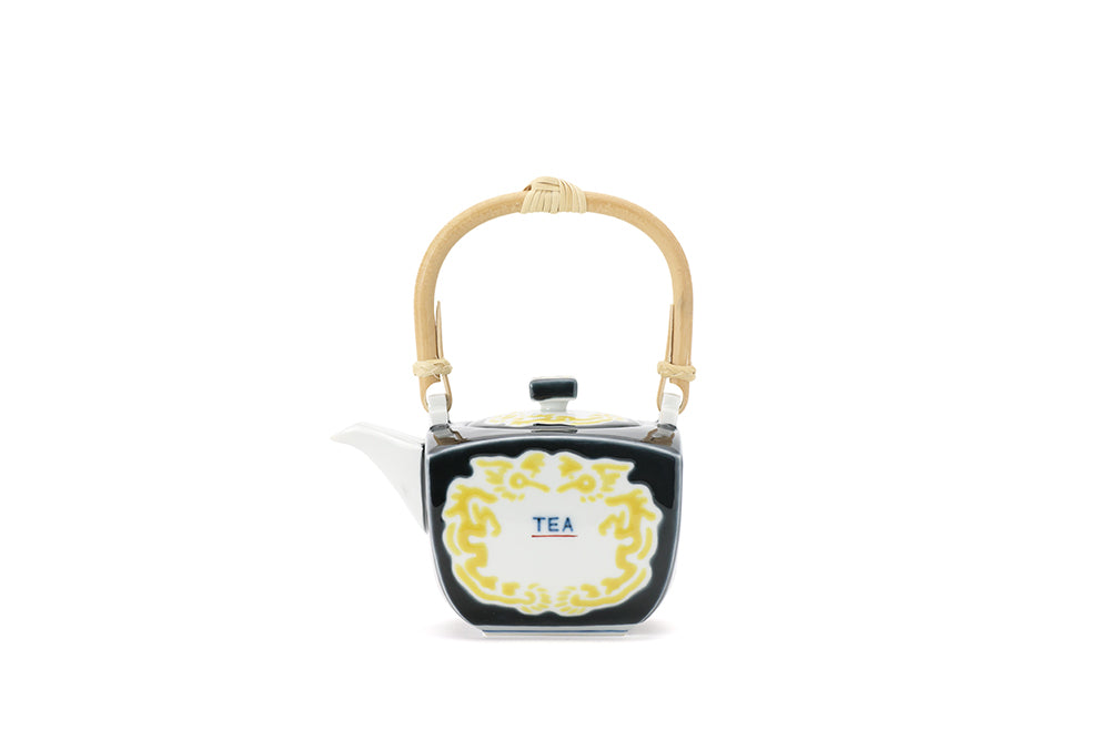 角急須（小） 黒釉黄彩龍文“TEA字”