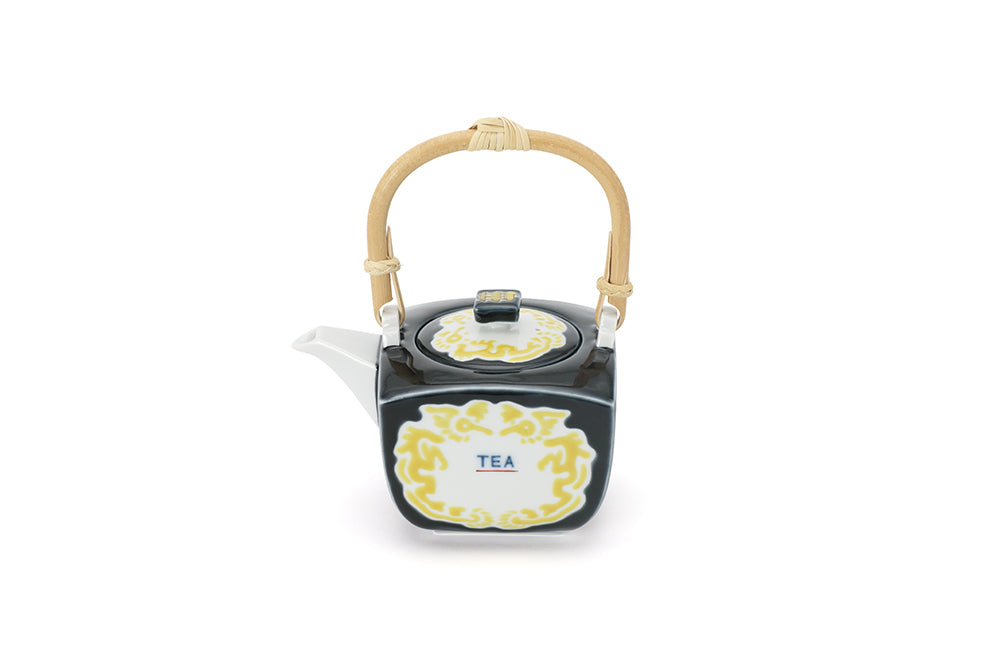 角急須（小） 黒釉黄彩龍文“TEA字”