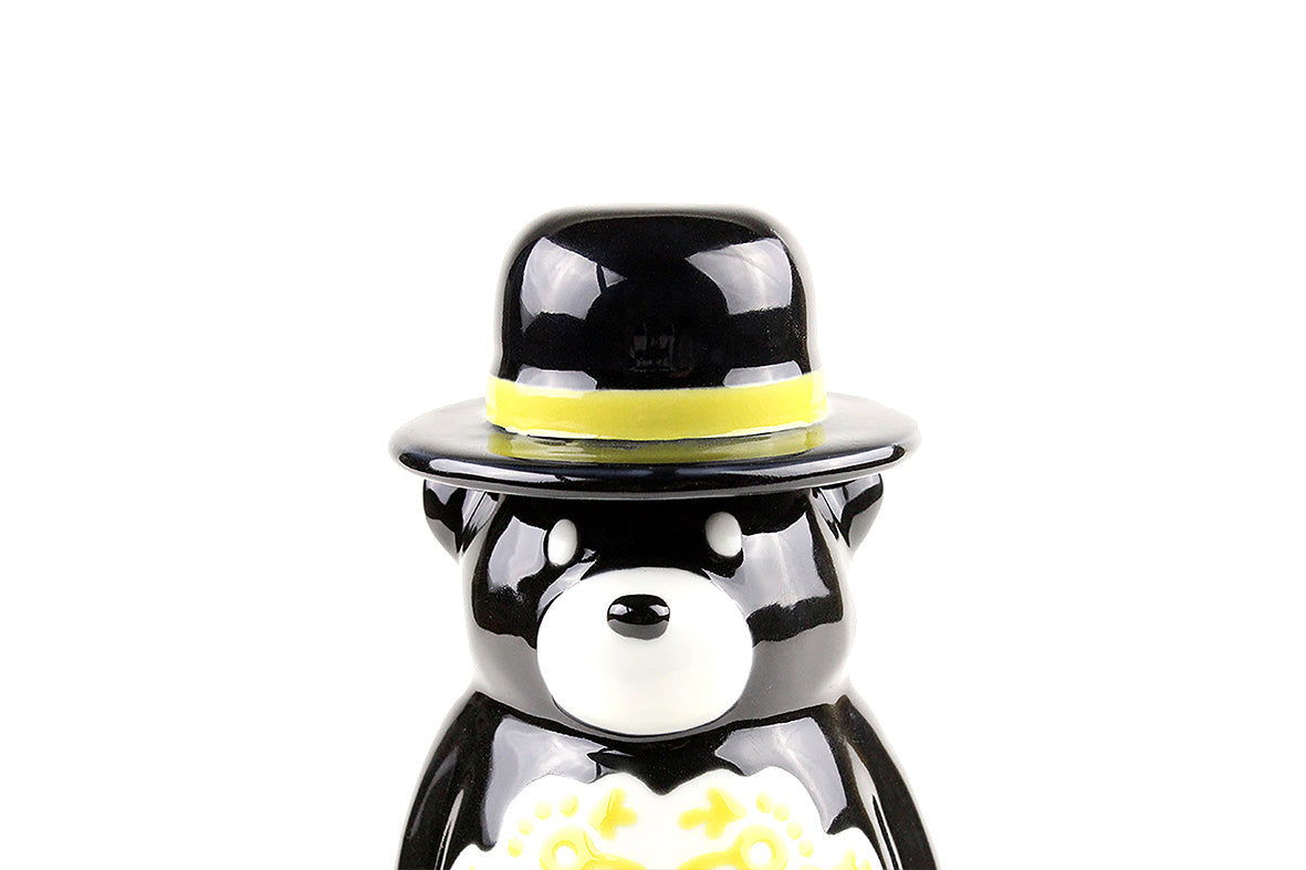 くまの蜂蜜瓶 黒釉黄彩龍文“HONEY”