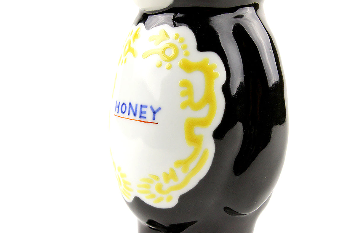 くまの蜂蜜瓶 黒釉黄彩龍文“HONEY”